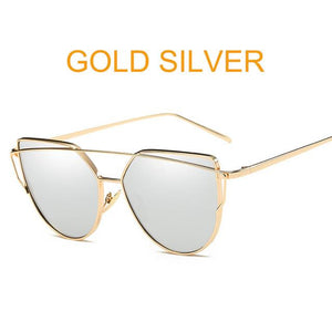 2018 Oversize Metal Reflective flat lens Sunglasses for women