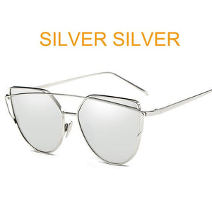 2018 Oversize Metal Reflective flat lens Sunglasses for women