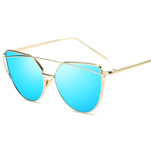 2018 Oversize Metal Reflective flat lens Sunglasses for women