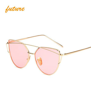 2018 Oversize Metal Reflective flat lens Sunglasses for women